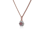 Pendentif Floral Or Rose 375 Morganite et Diamant Style Halo