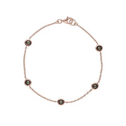 Plaqué or Rose Argent Sterling Cinq Pierre Marcassite 19cm Bracelet
