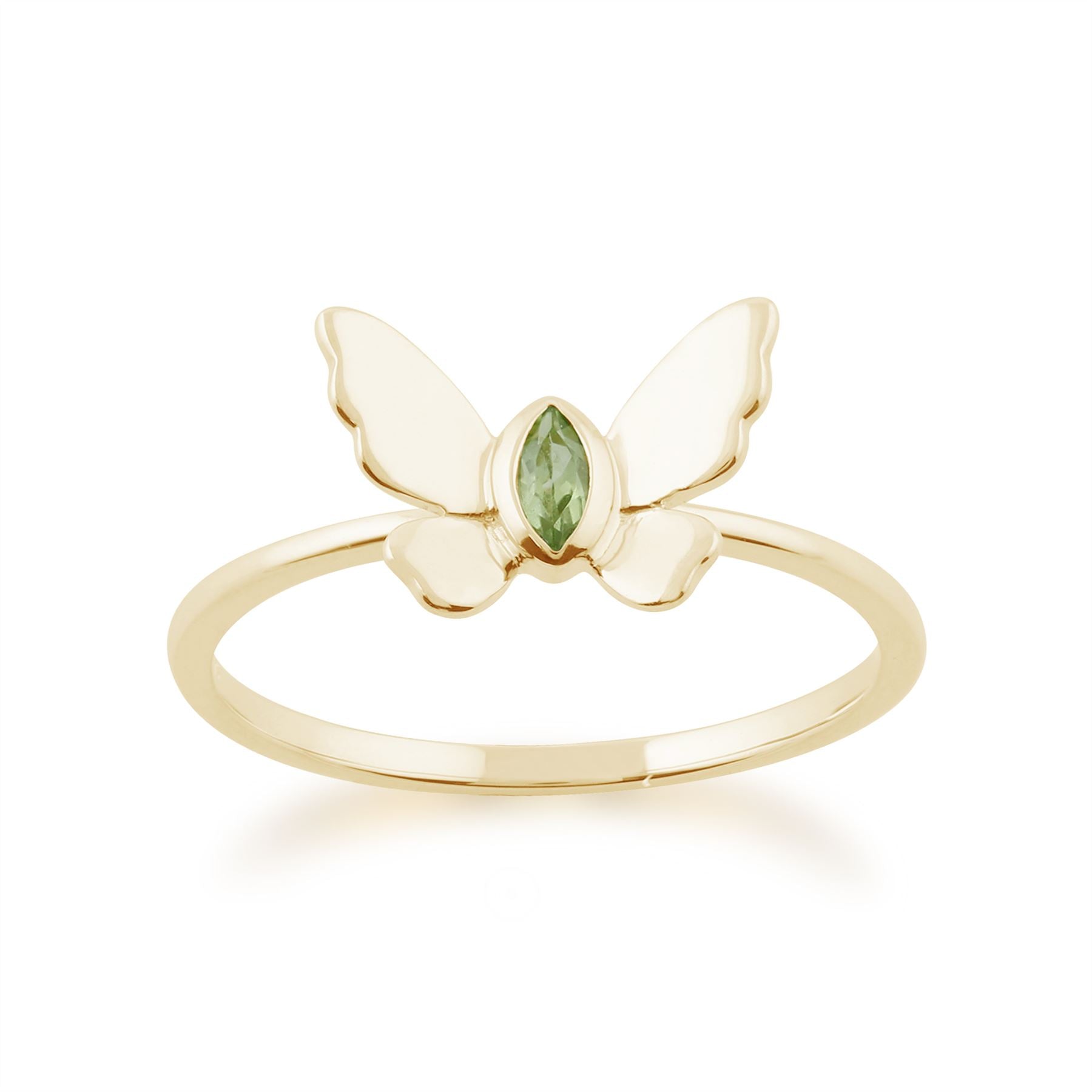 gemondo Bague Péridot, 9 Ct Or Jaune 0.07ct ct Péridot Bague Papillon