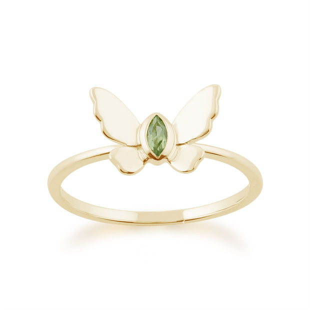 gemondo Bague Péridot, 9 Ct Or Jaune 0.07ct ct Péridot Bague Papillon