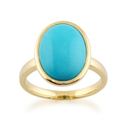 Gemondo Turquoise Bague, 9ct or Jaune 3.00ct Turquoise Ovale Encadré Bague