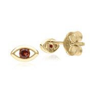 Boucles d'Oreilles Clou ECFEW™ Dainty Evil Eye Grenat en Or Jaune 375