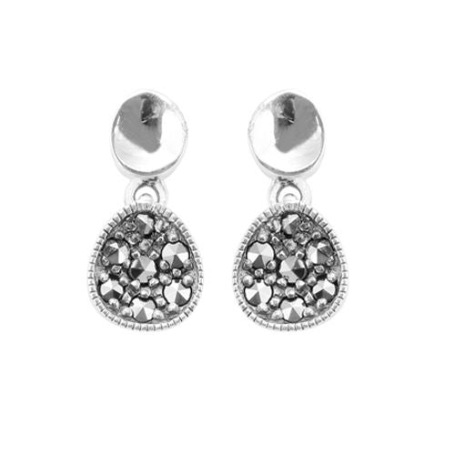 Collier et Boucles d'Oreilles Pendantes Style Art Déco Argent 925 Marcassite