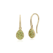 9 ct P�ridot or Jaune Poire Serti Boucles D'Oreilles Goutte