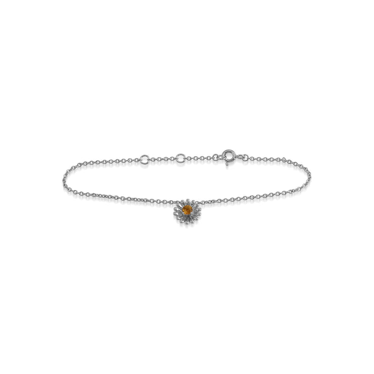 Bracelet Floral Argent 925 Citrine Rond