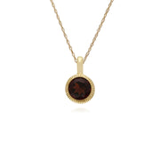 Grenade Collier, 9 CT or Jaune Grenade Pierre Unique Rond Milgrain Pendentif sur 45cm Chaîne