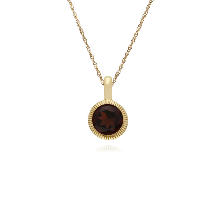 Grenade Collier, 9 CT or Jaune Grenade Pierre Unique Rond Milgrain Pendentif sur 45cm Chaîne