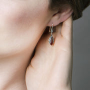 Boucles d'Oreilles Pendantes Style Art Déco Argent 925 Cornaline Diamant et Marcassite