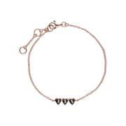 Plaqué or Rose Argent Sterling Trois Coeur Marcassite 19cm Bracelet