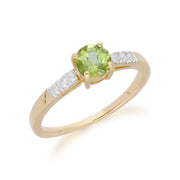 Gemondo Bague Péridot, 9ct Péridot or Jaune & Diamant Ronde - Péridot