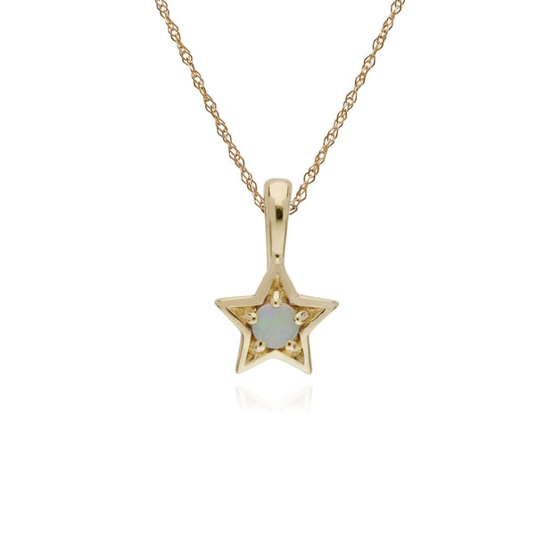 Opale Collier, 9 CT or Jaune Opale Pierre Unique Étoile Pendentif sur 45cm Chaîne