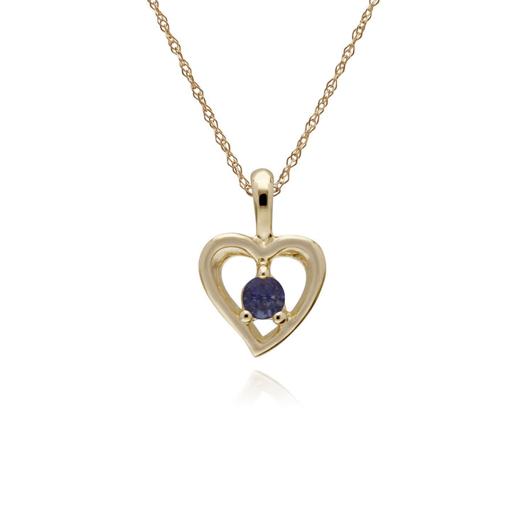 Tanzanite Collier, 9 CT or Jaune Tanzanite Pierre Unique Coeur Pendentif sur 45cm Chaîne