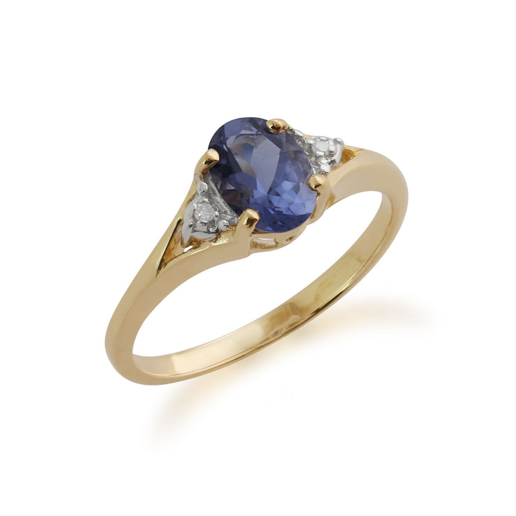 Gemondo Iolite Bague, 9ct Or Jaune 0.63ct Iolite & Bague Diamant