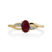 Gemondo Bague Rubis, 9ct Or Jaune 0.63ct Rubis & Diamant Bague