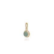 Pendentif Floral Or Jaune 375 jade Cabochon serti Clos