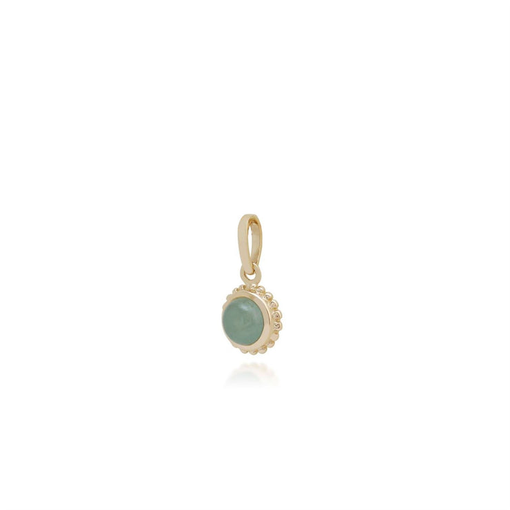 Pendentif Floral Or Jaune 375 jade Cabochon serti Clos