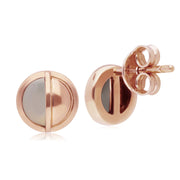 Boucles d'Oreilles Mini Clou Argent 925 Plaqué Or Rose Nacre Ronde