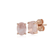 Boucles d'Oreilles Clou Classique Argent 925 Plaqué Or Rose Morganite Opaque