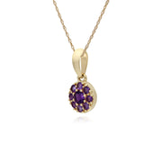 s 9 CT or Jaune Améthyste Rond Serti Pendentif sur 45cm Chaîne