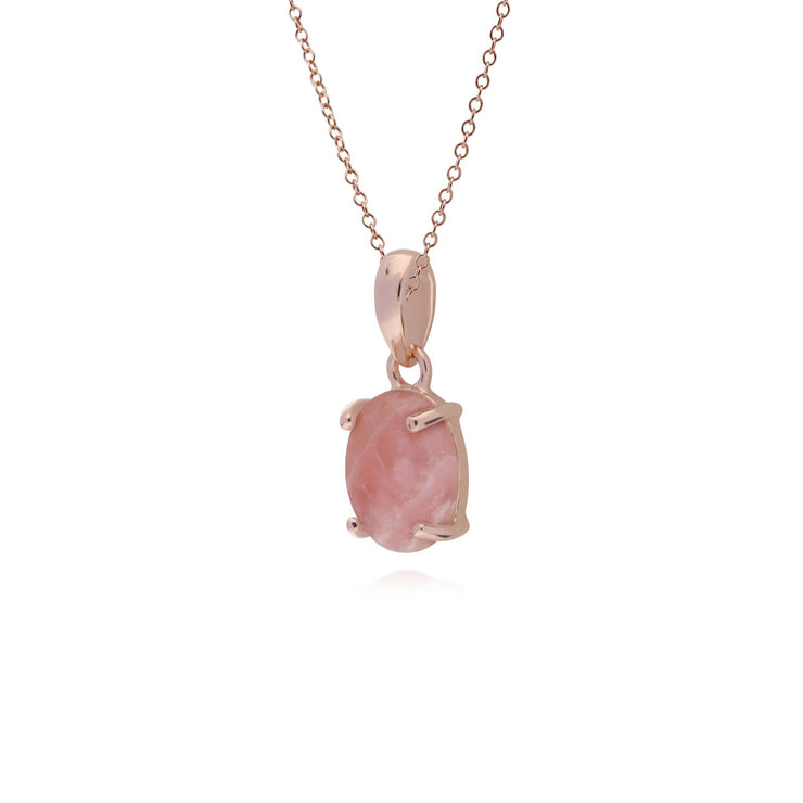 Plaqué or Rose Argent Sterling Rhodochrosite Ovale 45cm Collier