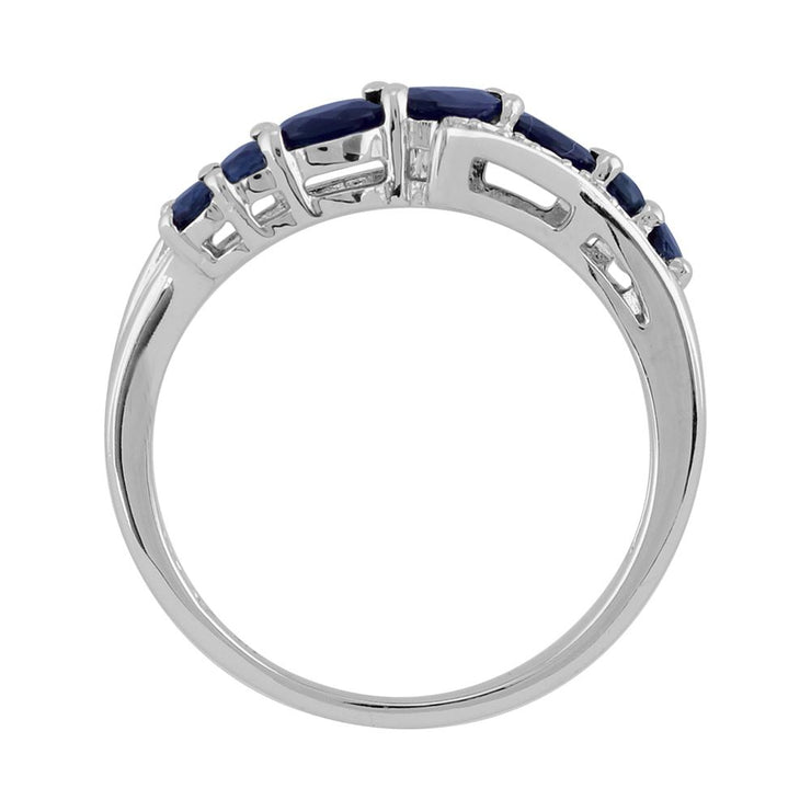 ARGENT STERLING 0.94ct CT Naturel saphir bleu & diamant style contemporain Bague