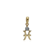 Pendentif Zodiaque Poisson Or Jaune 375 avec Aigue-Marine