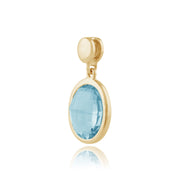 Pendentif Or Jaune Topaze Oval Bleu