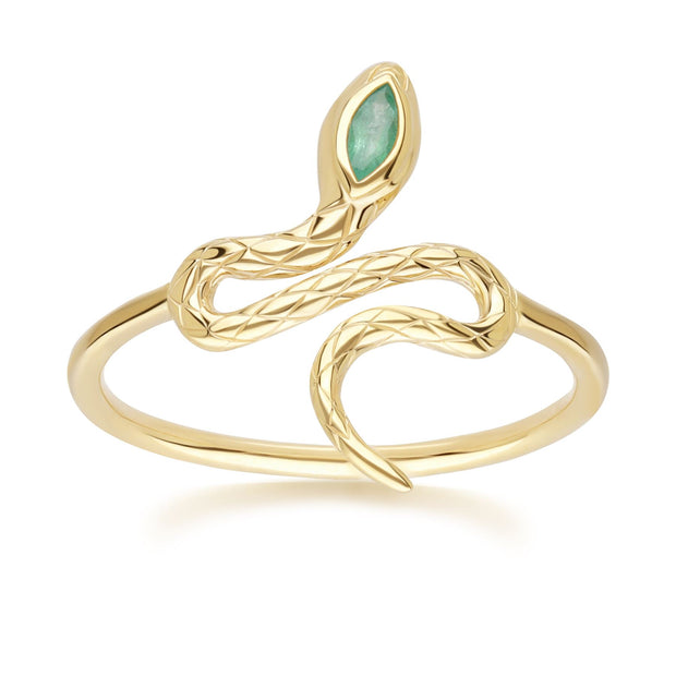 ECFEW™ Bague serpent Emeraude en or jaune 9 carats