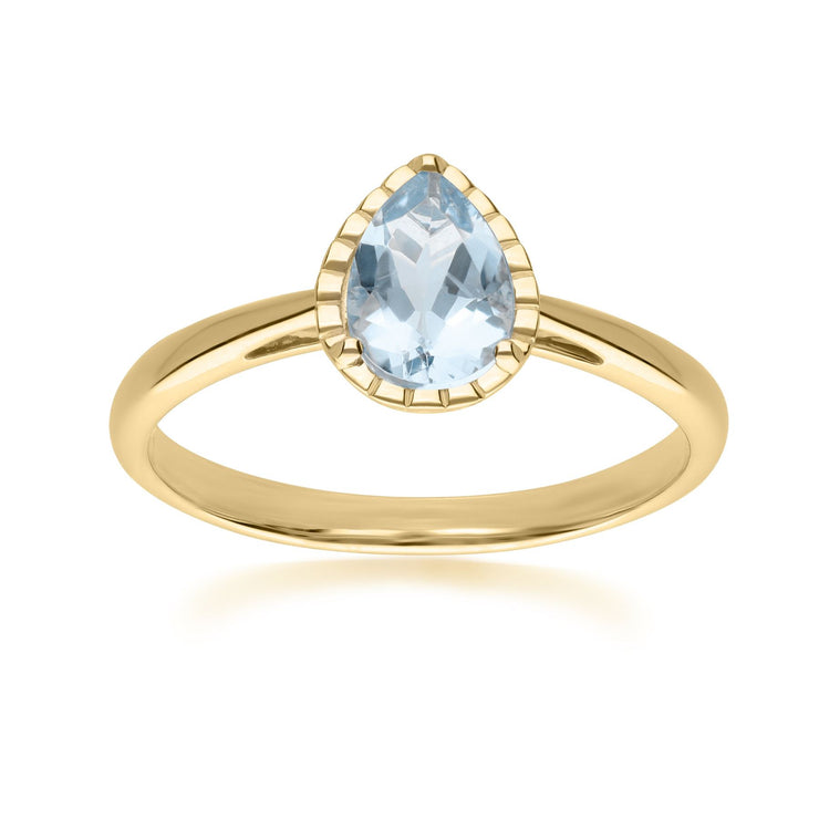 Bague Classique Or Jaune 375 avec Aigue-Marine Poire