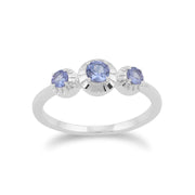 Gemondo Tanzanite Bague, 925 Sterling Silver 0.36ct Tanzanite Trois Bague Avec Pierre