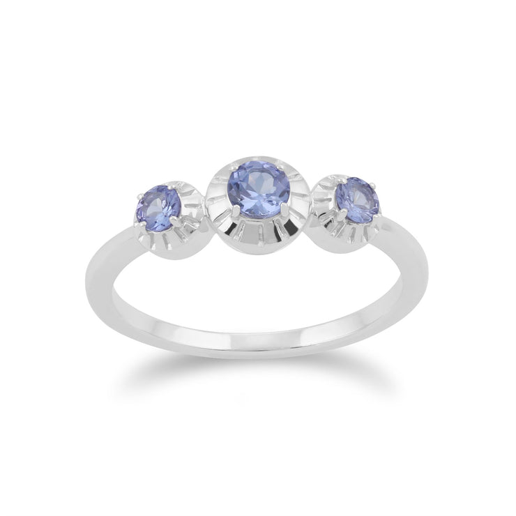 Gemondo Tanzanite Bague, 925 Sterling Silver 0.36ct Tanzanite Trois Bague Avec Pierre