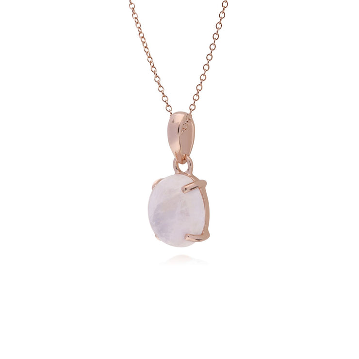 Plaqué or Rose Argent Sterling Pierre de Lune Arc-En-Ciel Ovale 45cm Collier