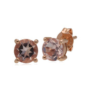 Boucles d'Oreilles Clou Kosmos Argent 925 Plaqué Or Rose Morganite