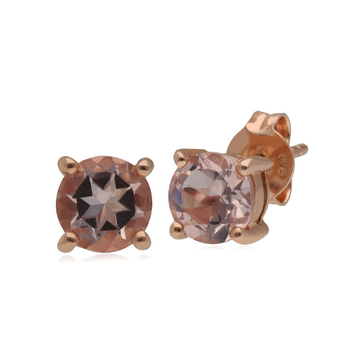 Boucles d'Oreilles Clou Kosmos Argent 925 Plaqué Or Rose Morganite
