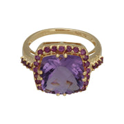 Bague Kosmos Or Jaune 375 Améthyste et Rhodolite