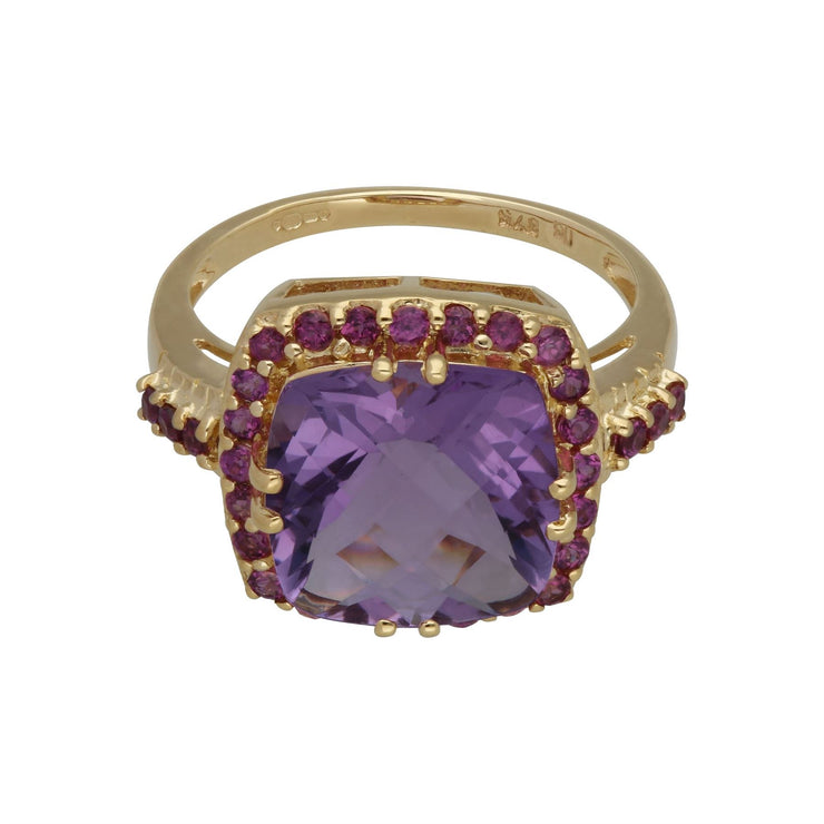 Bague Kosmos Or Jaune 375 Améthyste et Rhodolite