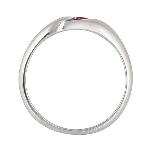 Argent Sterling Coupe Ovale Améthyste Bague Pierre Unique