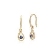 Tanzanite Boucles D'Oreilles, 9 CT or Jaune Tanzanite Pierre Unique Boucles D'Oreilles en Larme