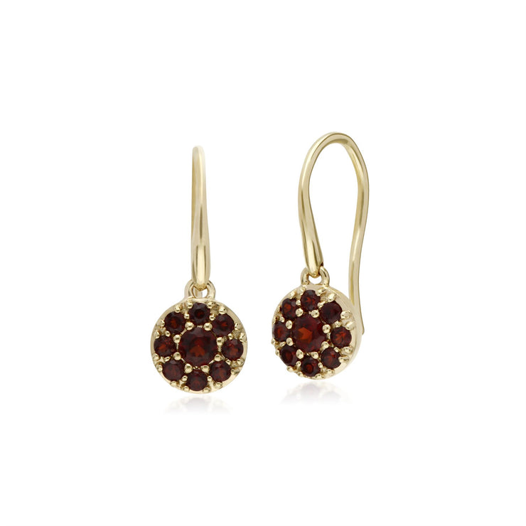 s 9 Ct or Jaune Grenade Rond Serti Boucles D'Oreilles Goutte