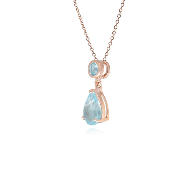 Pendentif Classique Or Rose 375 Topaze Bleue Poire