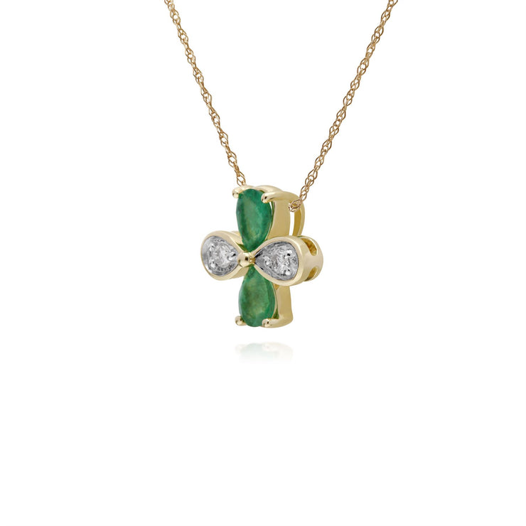 Saphir Collier, 9 CT Saphir or Jaune & Diamant Floral Pendentif sur 45cm Chaîne
