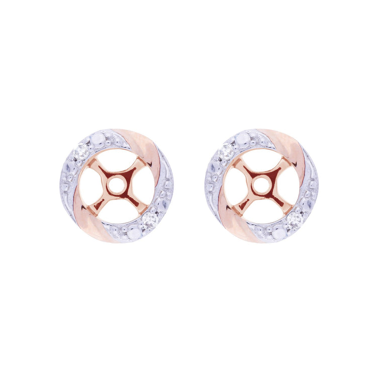 Boucles d'Oreilles Clou Améthyste Classique Or Rose 375 Diamant et Ear-Jacket Rond
