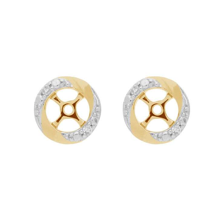 Classique «Ear-Jacket» Deux Ors 375 Jaune et Blanc rhodié rond avec Diamant