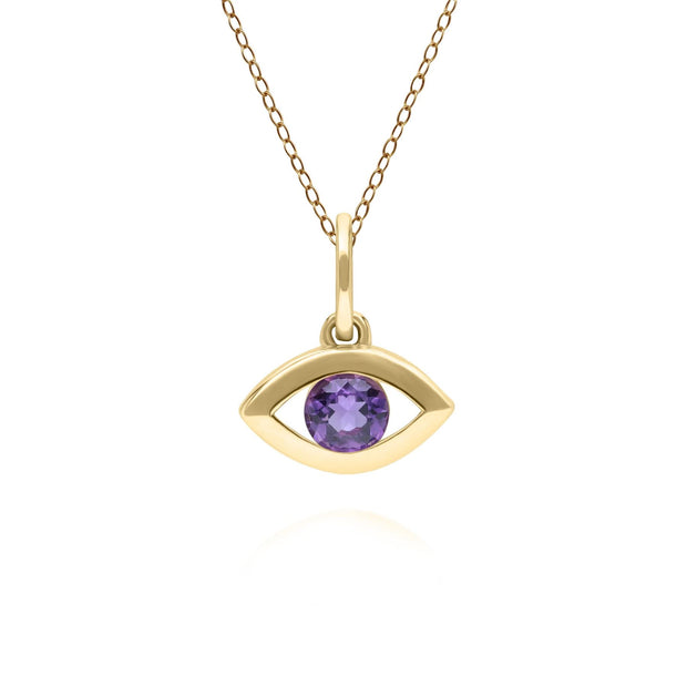 ECFEW™ Pendentif Evil Eye Délicat Améthyste en Or Jaune 375