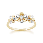 Gemondo 9ct Yellow Gold 0.03ct Diamond Three Flower Ring