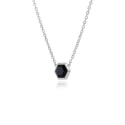 Collier Géométrique Argent 925 Onyx Noire Hexagonale