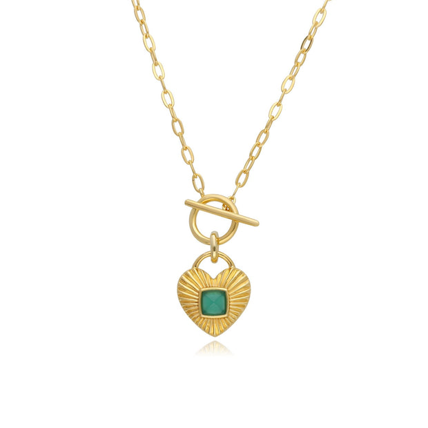 Collier Barre T Queen of Hearts avec Calcédoine