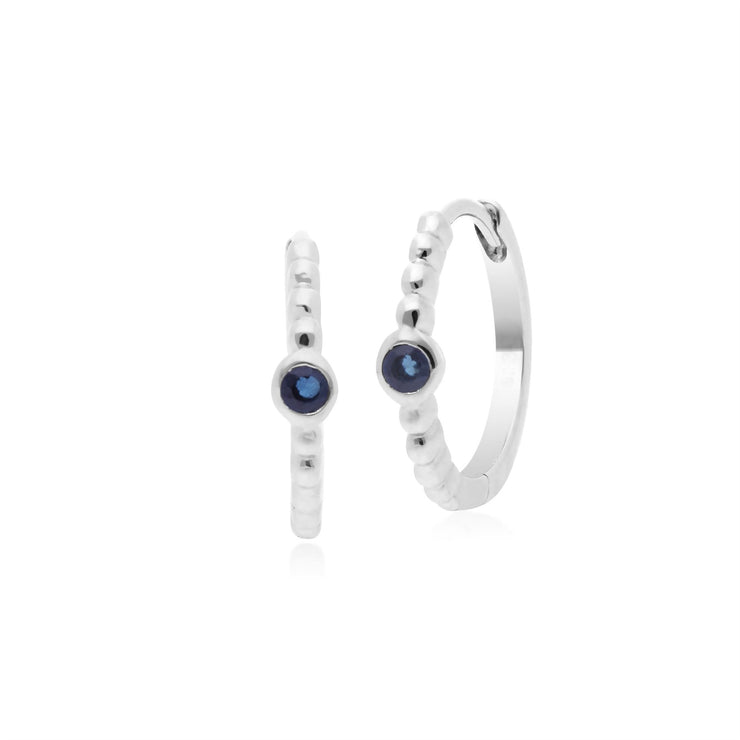 Boucles d'Oreilles Essentiel Créoles Argent 925 Saphir Rond