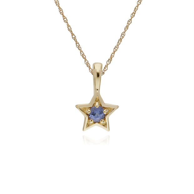 Tanzanite Collier, 9 CT or Jaune Tanzanite Pierre Unique Étoile Pendentif sur 45cm Chaîne