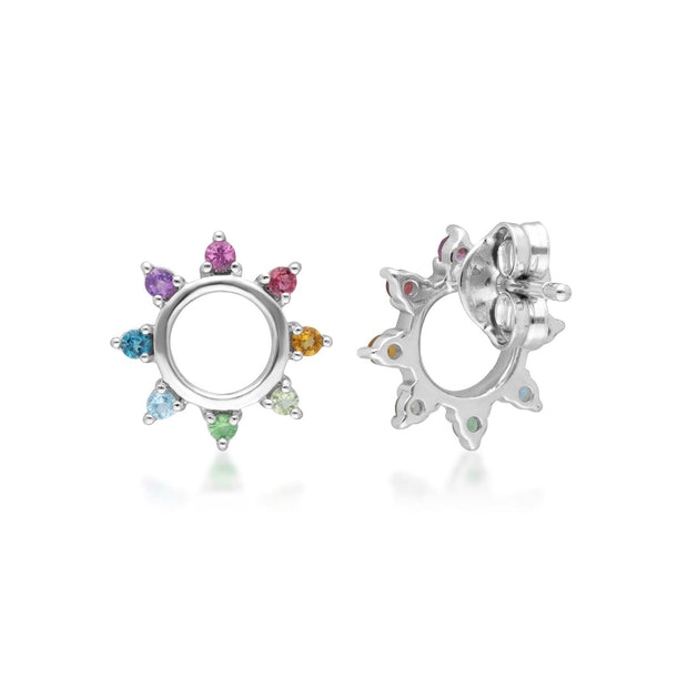 Boucles d'Oreilles Clou Arc-en-Ciel Argent 925